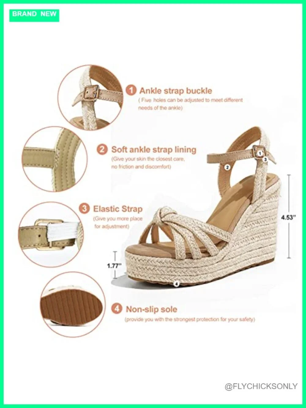 Linen Straw Wedge Heel Sandals: Open Toe Platform Espadrilles with Adjustable